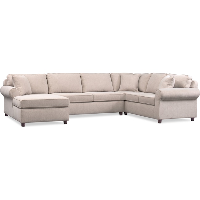 Living Room Furniture - Ashton 3-Piece Sectional with Chaise