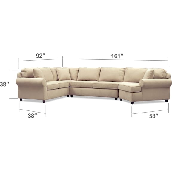 Living Room Furniture - Ashton 3-Piece Sectional with Cuddler