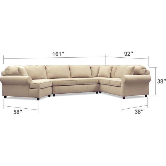 Living Room Furniture - Ashton 3-Piece Sectional with Cuddler