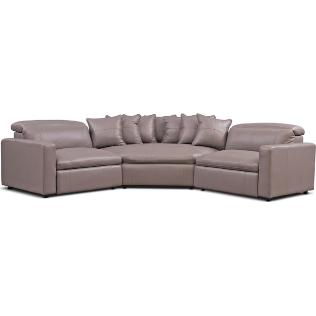 Living Room Furniture - Happy 3-Piece Dual-Power Reclining Sectional with 2 Reclining Seats and Cuddler