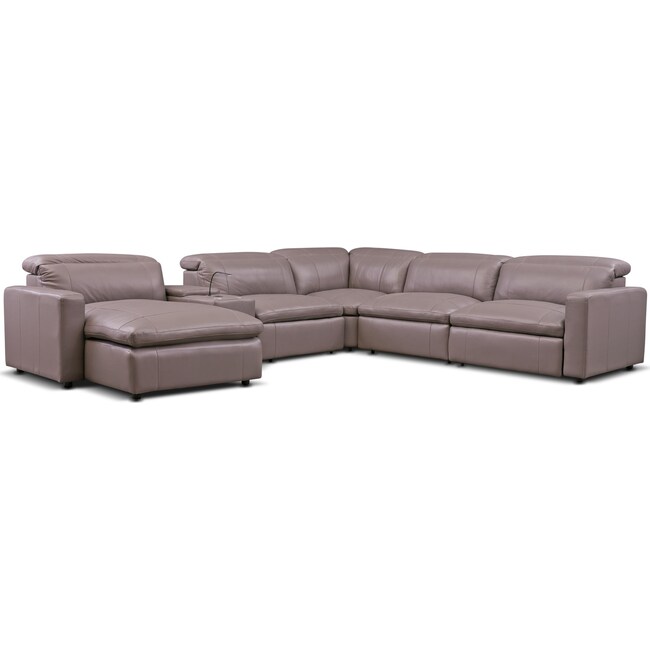 Living Room Furniture - Happy 6-Piece Dual-Power Reclining Sectional with Chaise and 2 Reclining Seats