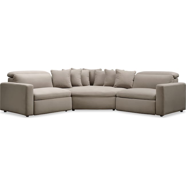 Living Room Furniture - Happy 3-Piece Dual-Power Reclining Sectional with 2 Reclining Seats and Cuddler - Shitake