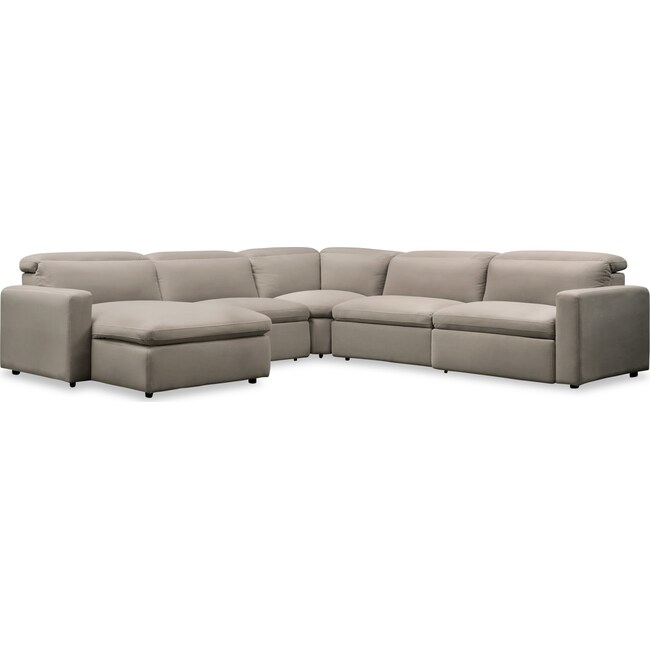 Living Room Furniture - Happy 5-Piece Dual-Power Reclining Sectional with Chaise and 2 Reclining Seats