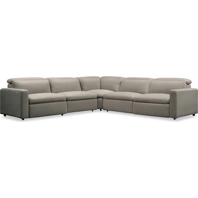 Living Room Furniture - Happy 5-Piece Dual-Power Reclining Sectional with 3 Reclining Seats