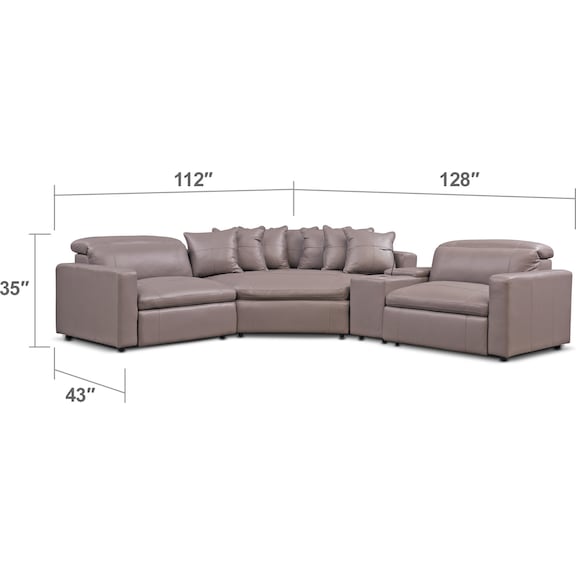 Living Room Furniture - Happy 4-Piece Dual Power Reclining Sectional with Cuddler