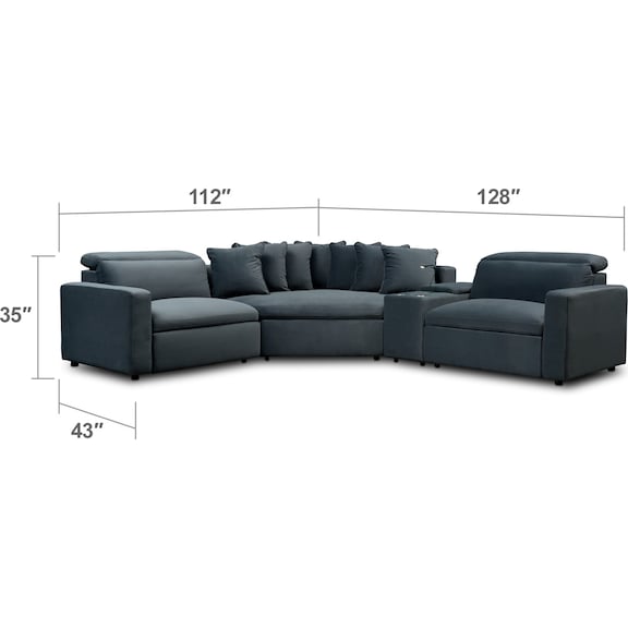 Living Room Furniture - Happy 4-Piece Dual Power Reclining Sectional with Cuddler