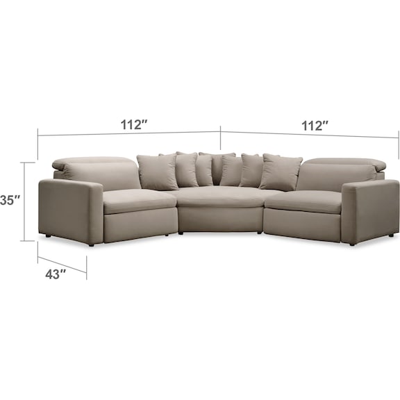 Living Room Furniture - Happy 3-Piece Dual-Power Reclining Sectional with 2 Reclining Seats and Cuddler - Shitake