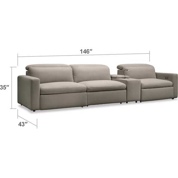 Living Room Furniture - Happy 4-Piece Dual-Power Reclining Sofa with Console