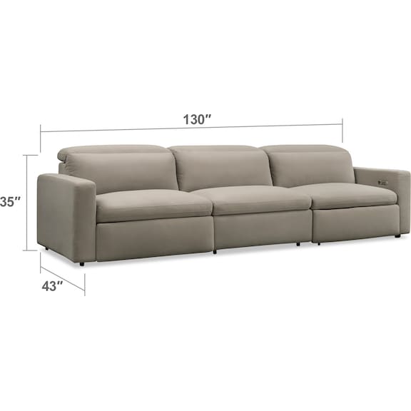Living Room Furniture - Happy 3-Piece Dual-Power Reclining Sofa - Shitake