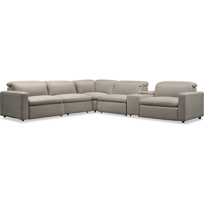 Living Room Furniture - Happy 6-Piece Dual-Power Reclining Sectional with 3 Reclining Seats
