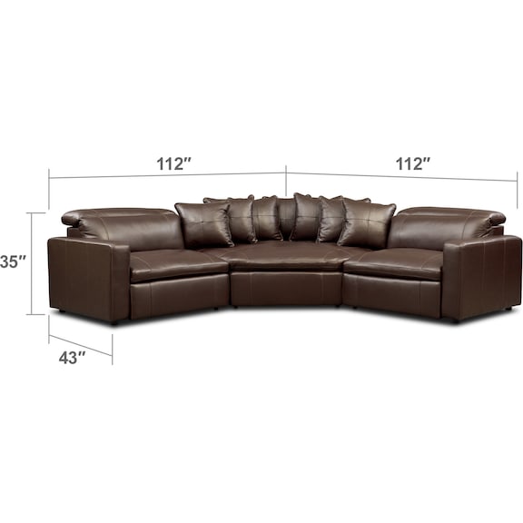 Living Room Furniture - Happy 3-Piece Dual-Power Reclining Sectional with 2 Reclining Seats and Cuddler