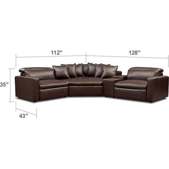 Living Room Furniture - Happy 4-Piece Dual-Power Reclining Sectional with 2 Reclining Seats and Cuddler