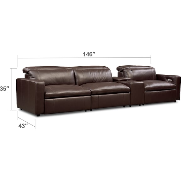 Living Room Furniture - Happy 4-Piece Dual-Power Reclining Sofa with Console