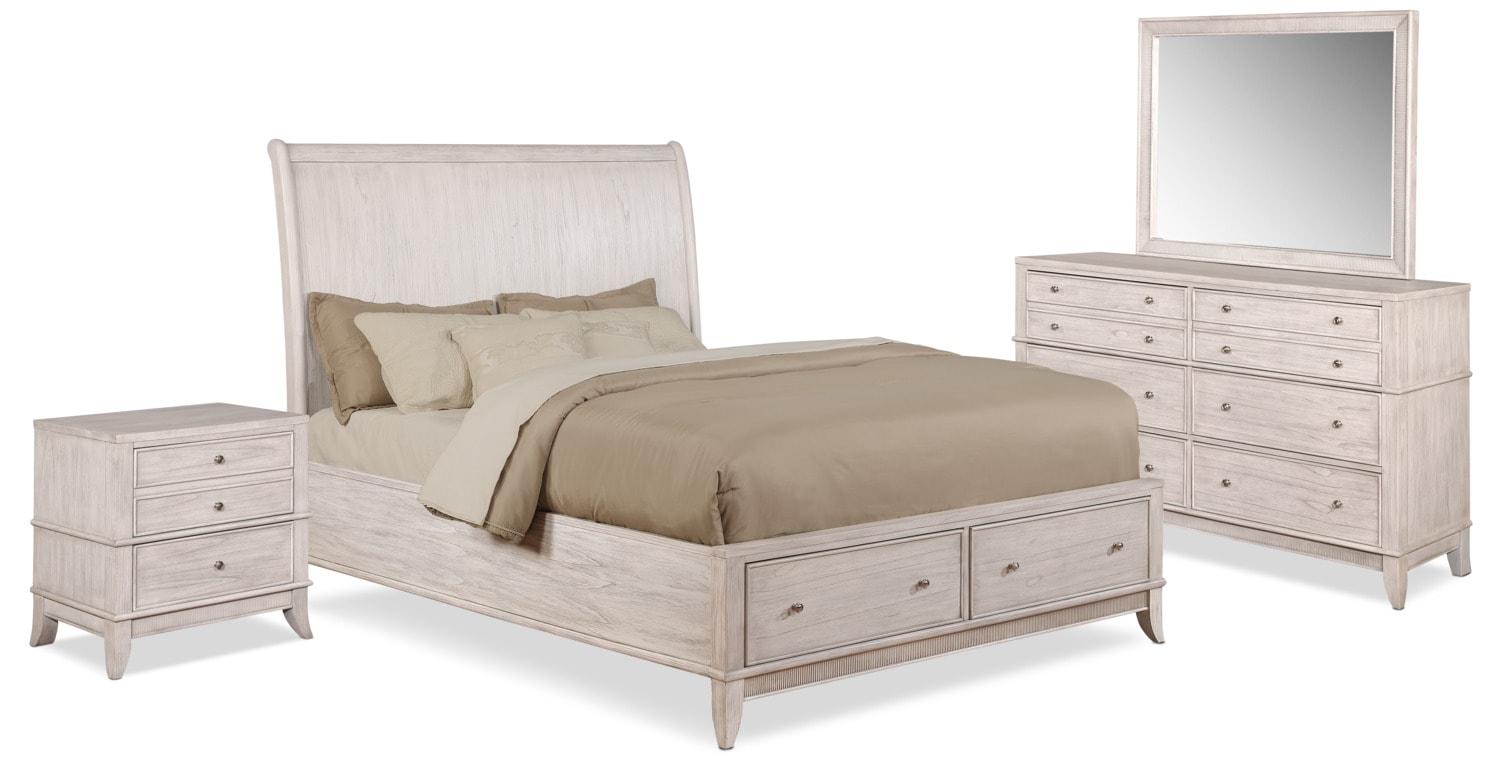 Hazel 6 Piece Bedroom Set With 2 Drawer Nightstand Dresser And Mirror Value City Furniture And Mattresses