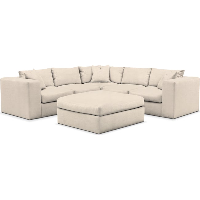 Living Room Furniture - Collin 5-Piece Sectional with Ottoman