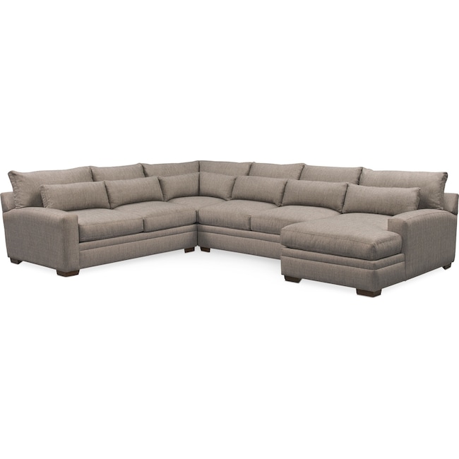 Living Room Furniture - Winston 4-Piece Sectional with Chaise
