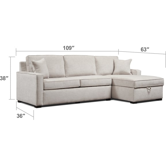 Living Room Furniture - Mayson 2-Piece Full Sleeper Sectional and Chair Set