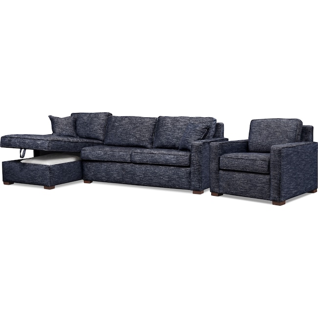 Living Room Furniture - Mayson 2-Piece Full Sleeper Sectional and Chair Set