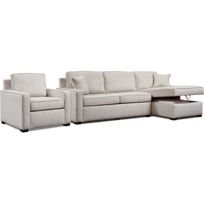 Living Room Furniture - Mayson 2-Piece Full Sleeper Sectional and Chair Set