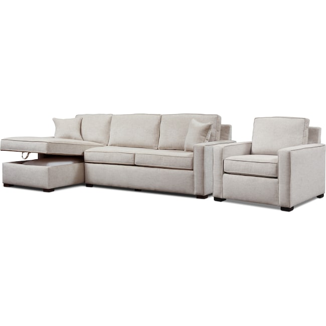 Living Room Furniture - Mayson 2-Piece Full Sleeper Sectional and Chair Set