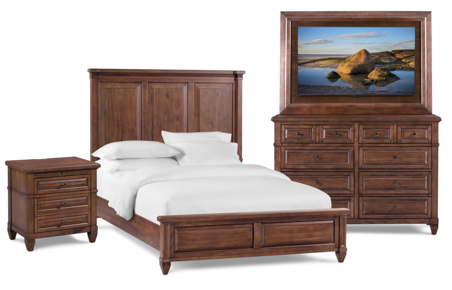 Rosalie 6 Piece Bedroom Set With Nightstand Dresser And Tv Mount