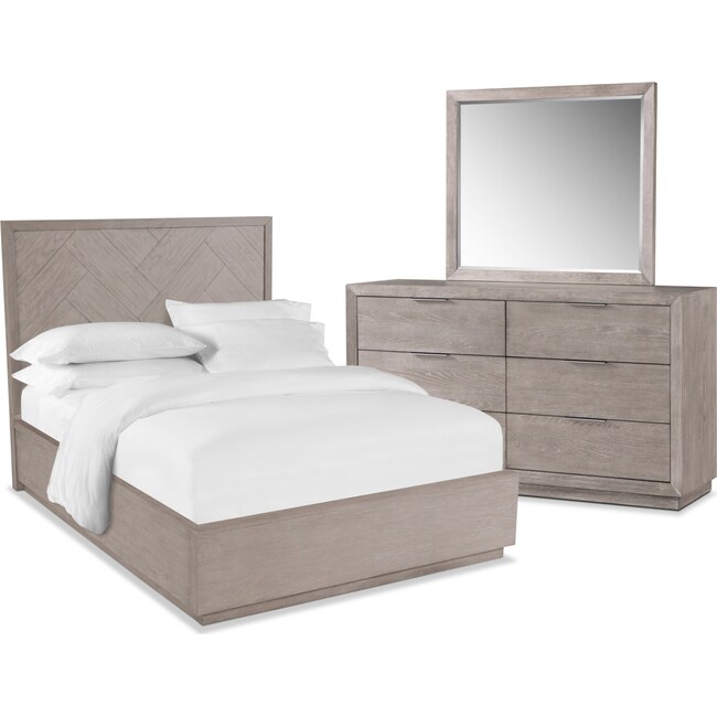 Bedroom Furniture - Zen 5-Piece Bedroom Set with Dresser and Mirror