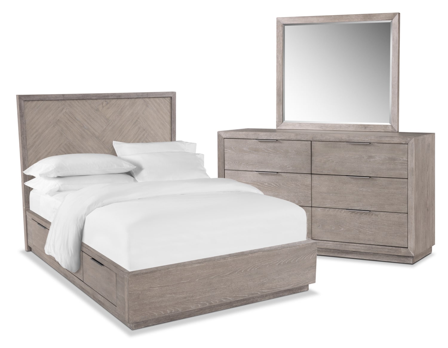 Zen 5 Piece Storage Bedroom Set With Dresser And Mirror