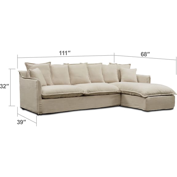 Living Room Furniture - Reid 2-Piece Sectional with Chaise