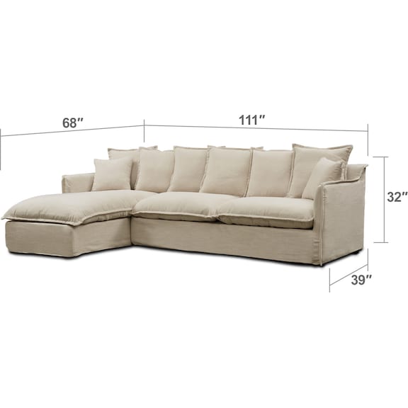 Living Room Furniture - Reid 2-Piece Sectional with Chaise
