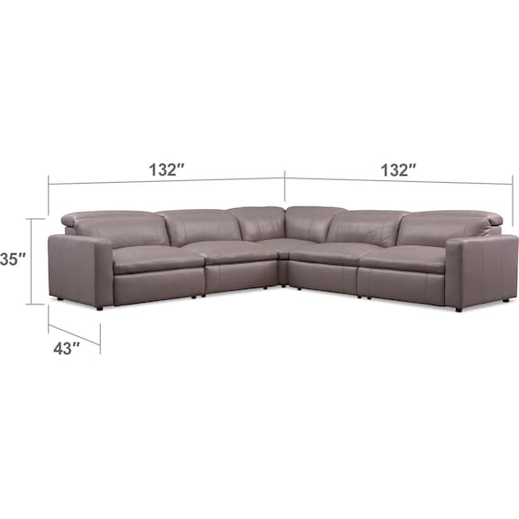 Living Room Furniture - Happy 5-Piece Dual-Power Reclining Sectional with 3 Reclining Seats