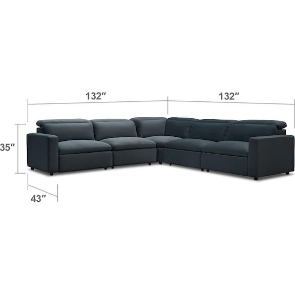 Living Room Furniture - Happy 5-Piece Dual Power Reclining Sectional