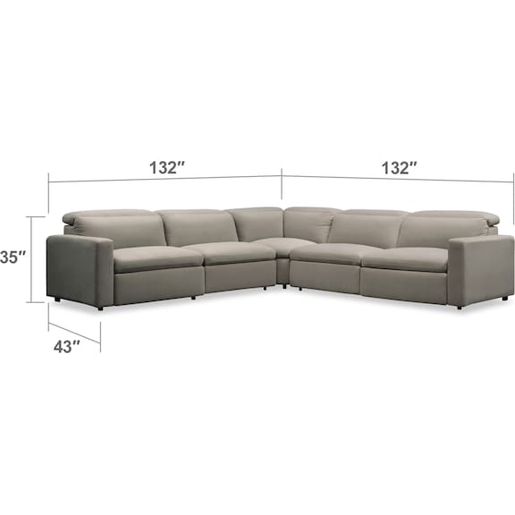 Living Room Furniture - Happy 5-Piece Dual-Power Reclining Sectional with 3 Reclining Seats