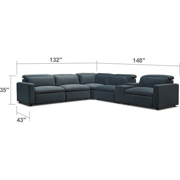 Living Room Furniture - Happy 6-Piece Dual Power Reclining Sectional