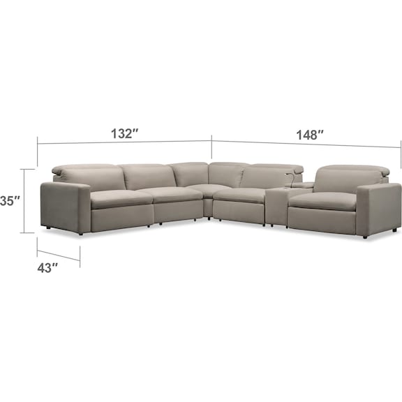 Living Room Furniture - Happy 6-Piece Dual-Power Reclining Sectional with 3 Reclining Seats