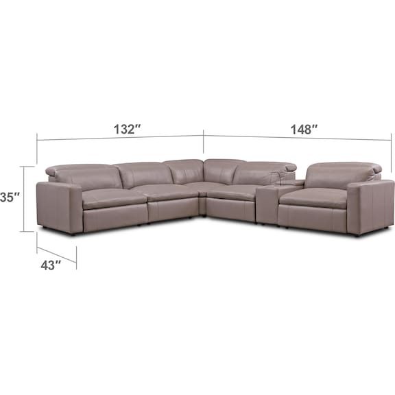 Living Room Furniture - Happy 6-Piece Dual Power Reclining Sectional