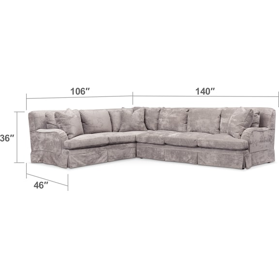 Living Room Furniture - Campbell Cumulus 2-Piece Large Sectional with Right-Facing Sofa - Cement