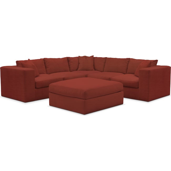 Living Room Furniture - Collin 5-Piece Sectional with Ottoman
