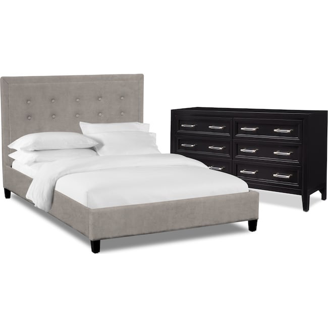 Bedroom Furniture - Charlie 4-Piece Upholstered Bedroom Set with Dresser