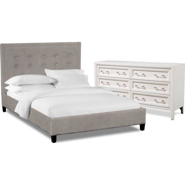 Bedroom Furniture - Charlie 4-Piece Upholstered Bedroom Set with Dresser