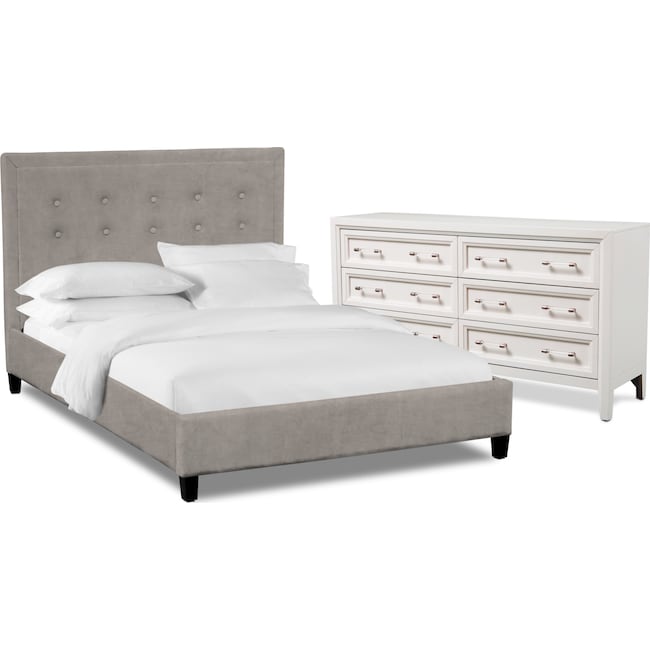 Bedroom Furniture - Charlie 4-Piece Upholstered Bedroom Set with Dresser
