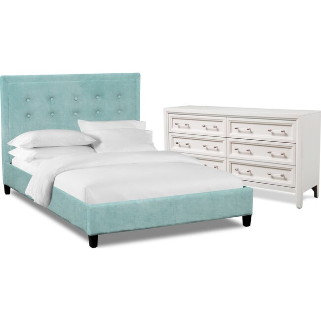 Bedroom Furniture - Charlie 4-Piece Upholstered Bedroom Set with Dresser