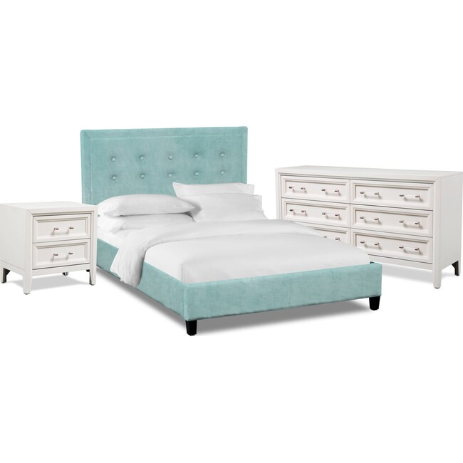 Bedroom Furniture - Charlie 5-Piece Upholstered Bedroom Set with Dresser and Nightstand