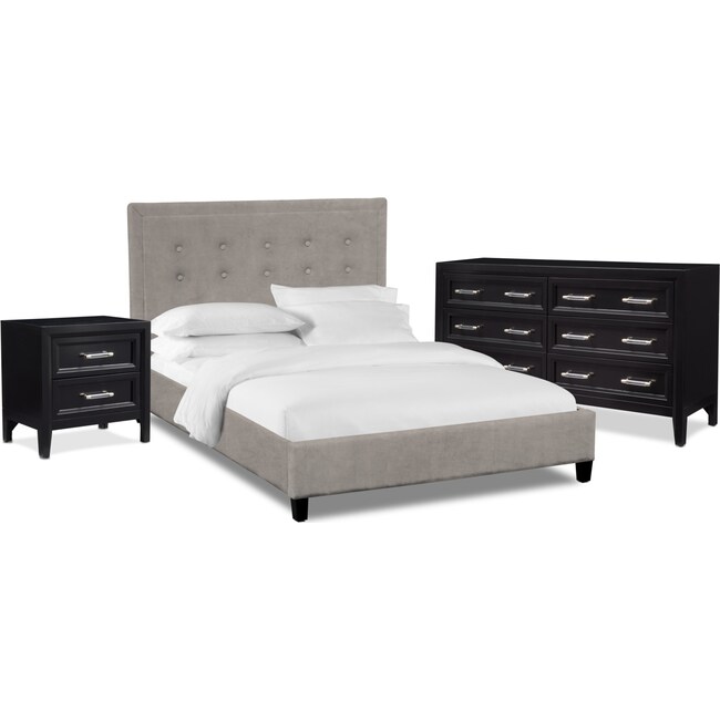 Bedroom Furniture - Charlie 5-Piece Upholstered Bedroom Set with Dresser and Nightstand