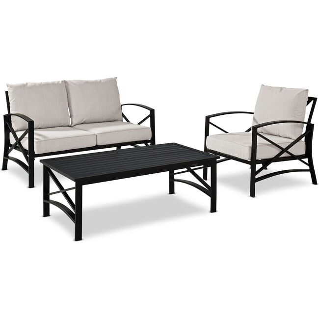 Outdoor Furniture - Clarion Outdoor Loveseat, Chair, and Coffee Table Set