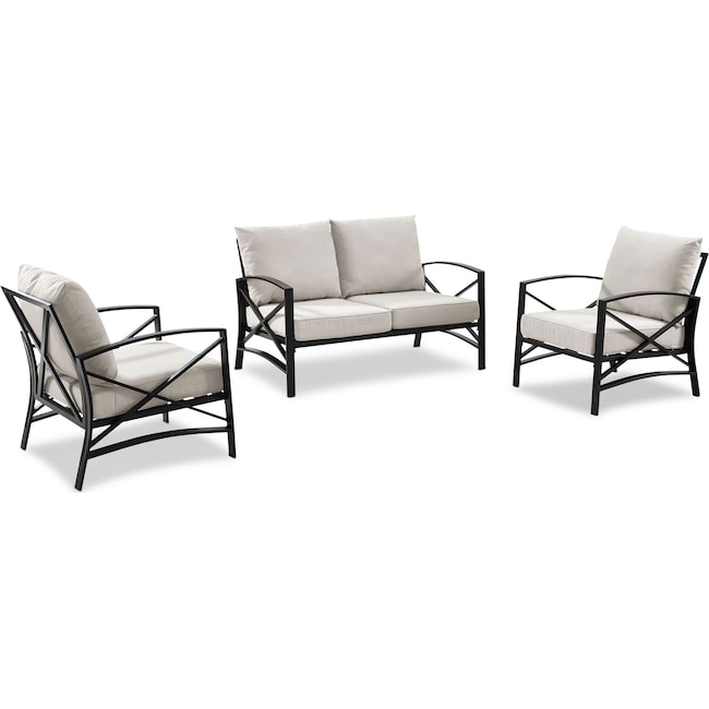 Outdoor Furniture - Clarion Outdoor Loveseat and 2 Chairs Set