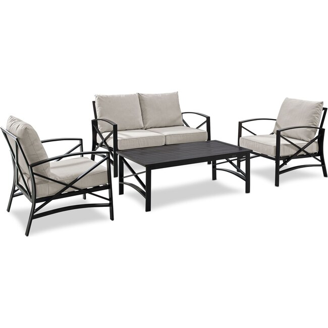 Clarion Outdoor Loveseat 2 Chairs And Coffee Table Set Oatmeal