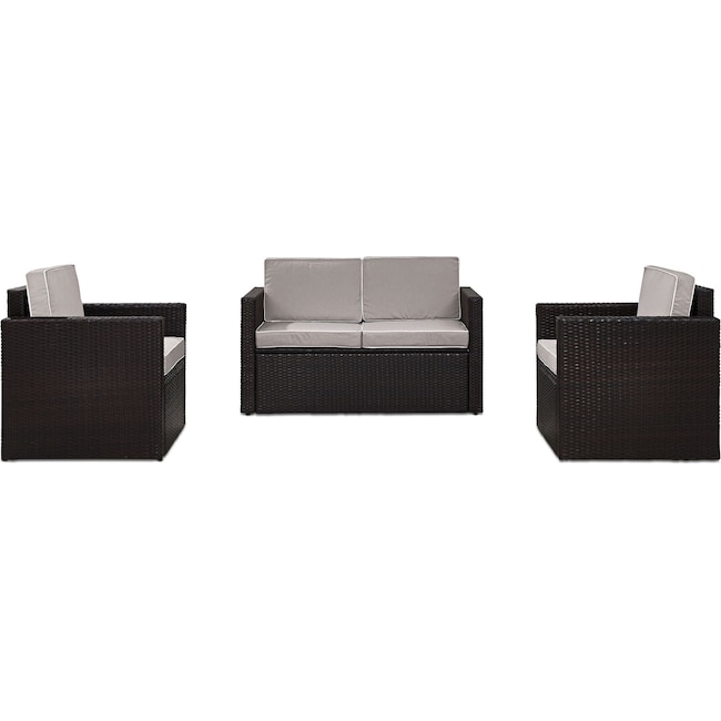 Outdoor Furniture - Aldo Outdoor Loveseat and 2 Chairs Set