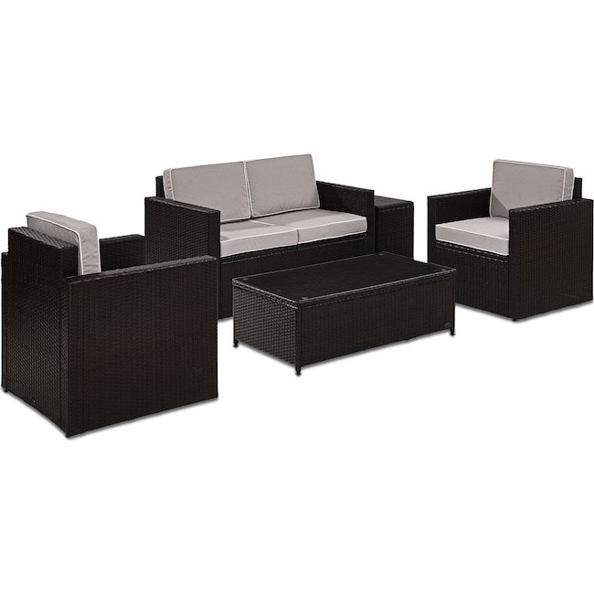 Outdoor Furniture - Aldo Outdoor Loveseat, 2 Chairs, Coffee Table, and End Table Set