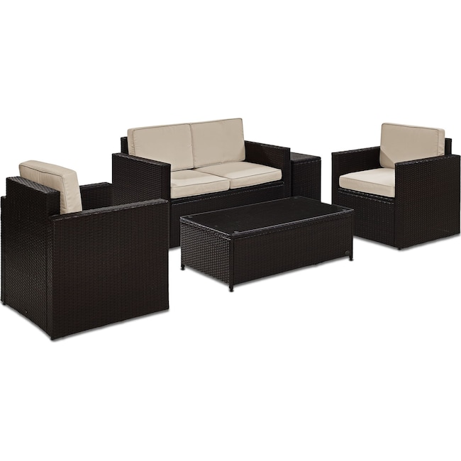 Outdoor Furniture - Aldo Outdoor Loveseat, 2 Chairs, Coffee Table, and End Table Set