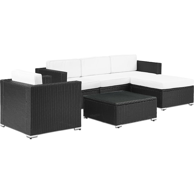 Jacques 3 Piece Outdoor Sofa Ottoman Arm Chair And Coffee Table